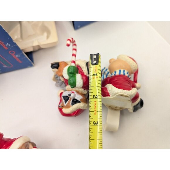 Set Of 3 Christmas Stocking Hangers Small Racoon, Elf And Bear - Picture 5 of 16